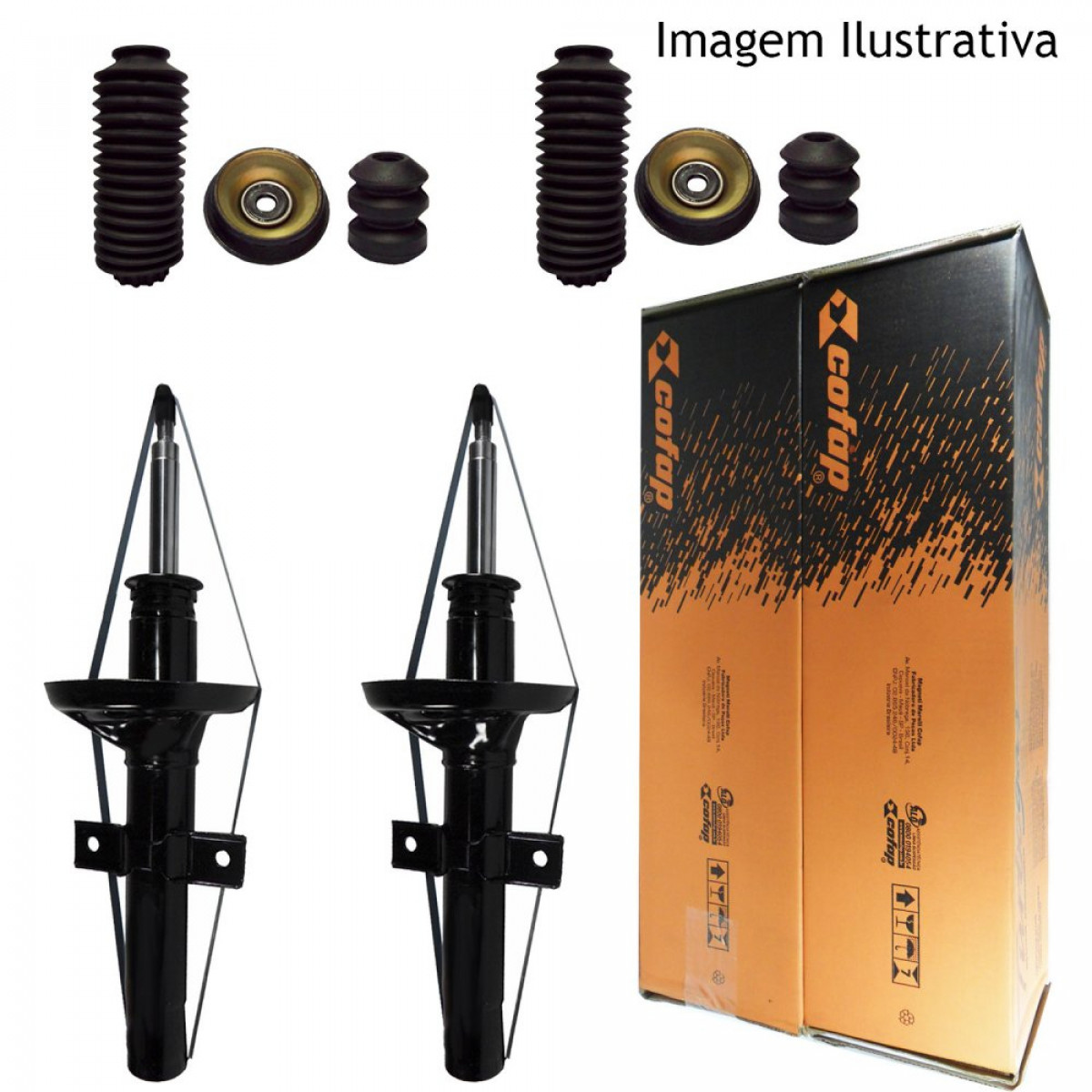 2 Amortecedores Dianteiros Cofap + Kits Saveiro 1.6 1.8 Quadrada 83/97 - 2