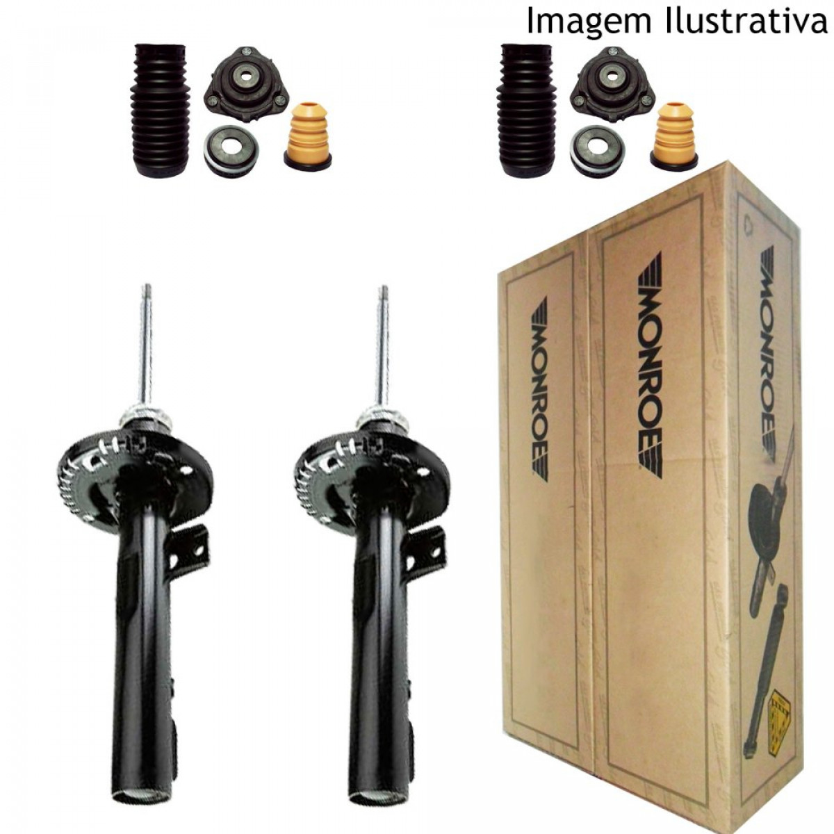 2 Amortecedores Dianteiros Monroe + Kits Ford Ecosport 4x2 2002/2013 - 2