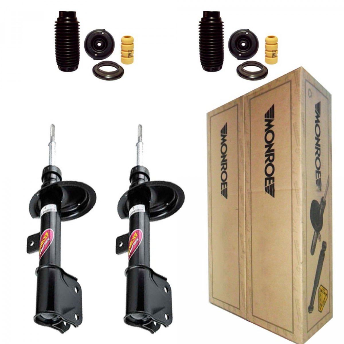 2 Amortecedores Dianteiros Monroe + Kits Peugeot 307 1.6 2.0 2001/ - 2