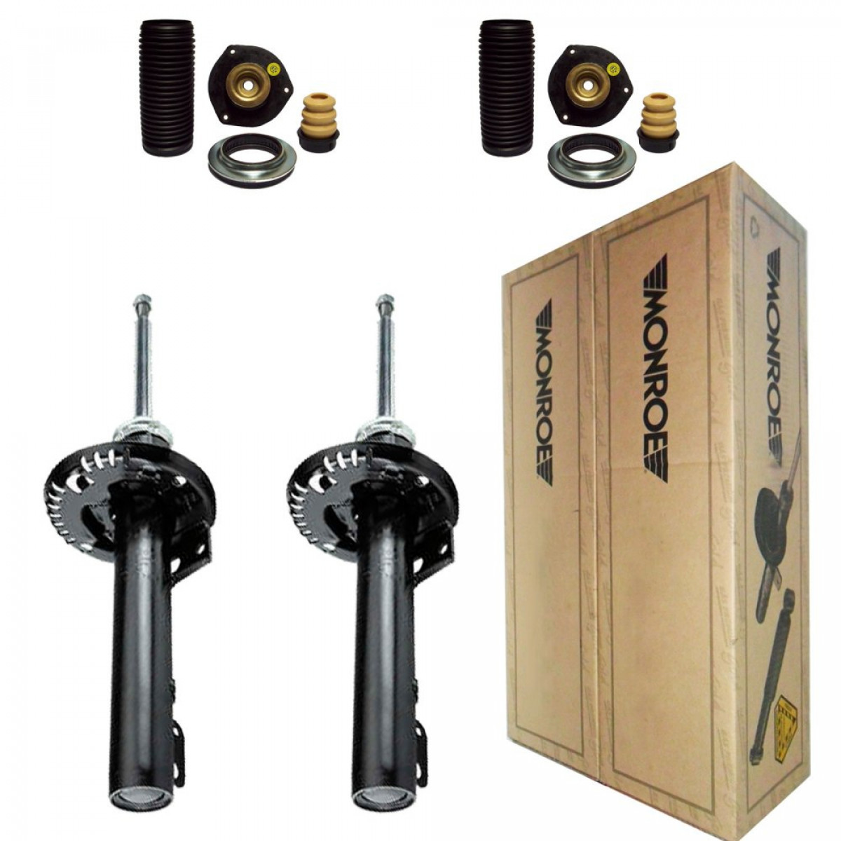 2 Amortecedores Dianteiros Monroe + Kits VW Polo 1.6 2.0 2002/