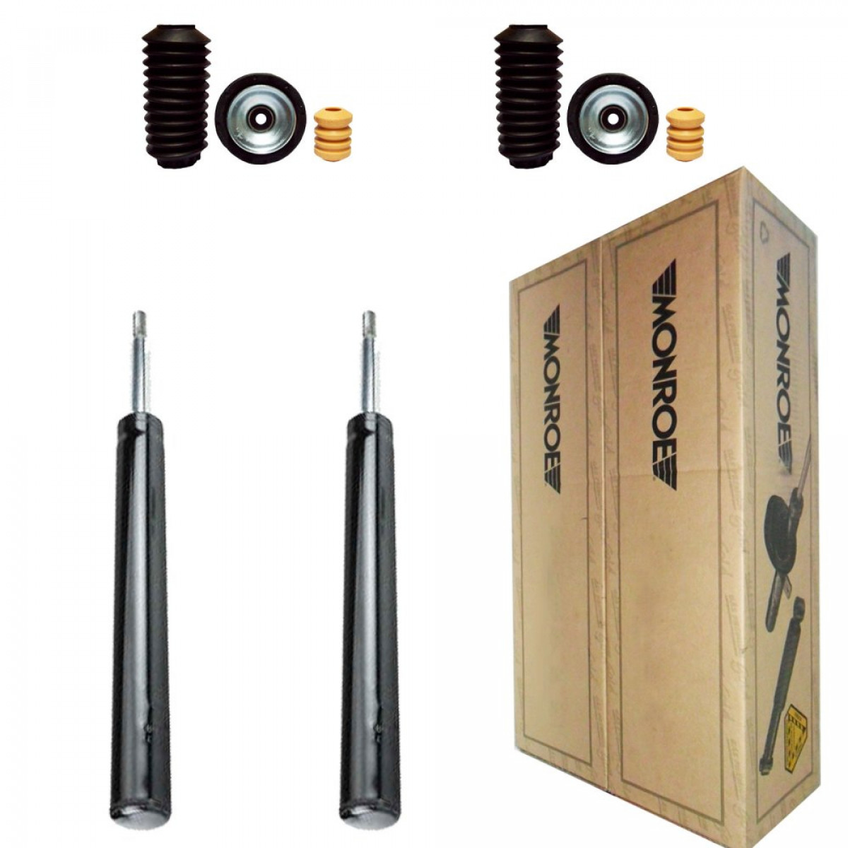 2 Amortecedores Dianteiros Monroe + Kits VW Saveiro Crossover Geracao 4 2005/ - 2