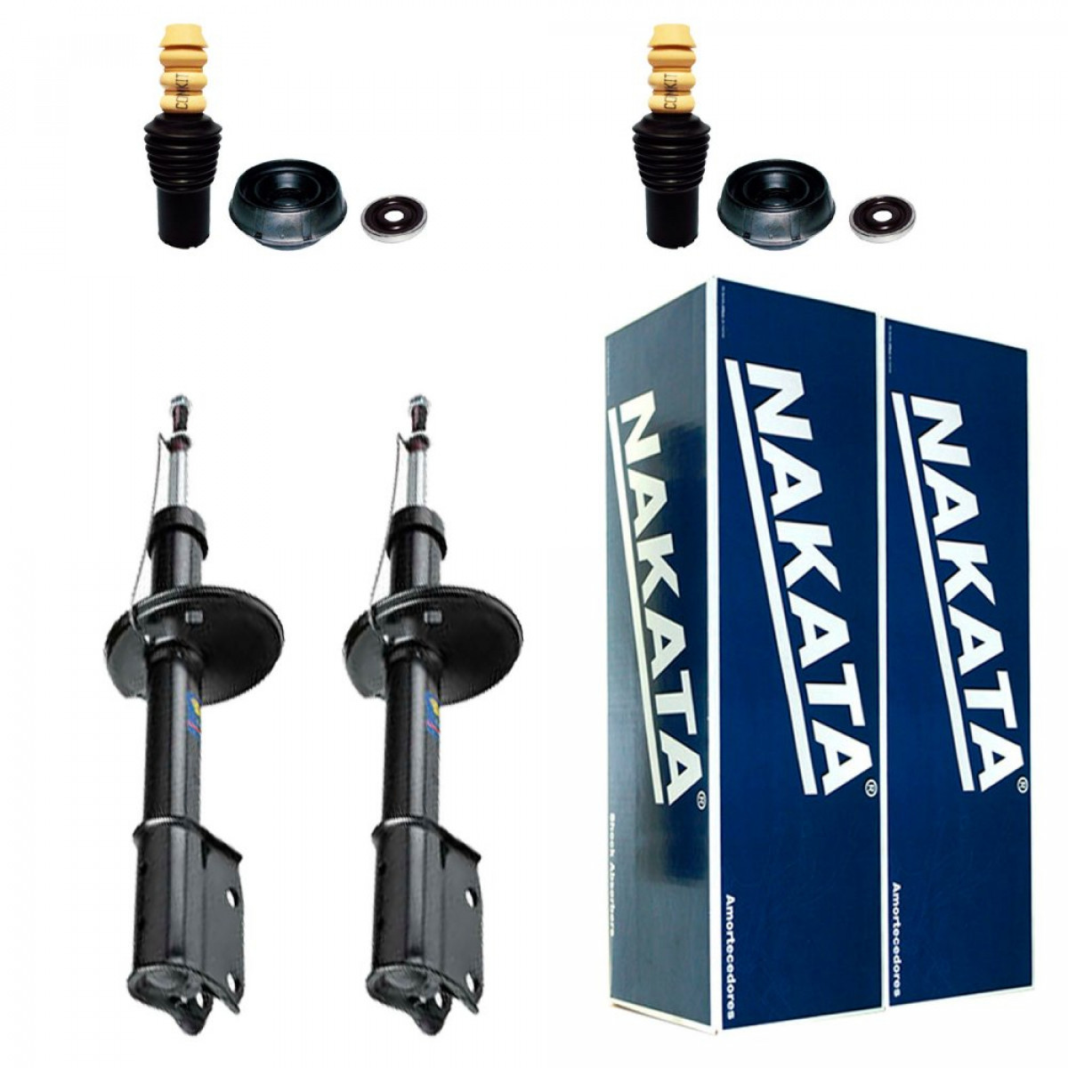 2 Amortecedores Dianteiros Nakata + Kits Renault Logan 2007/2013