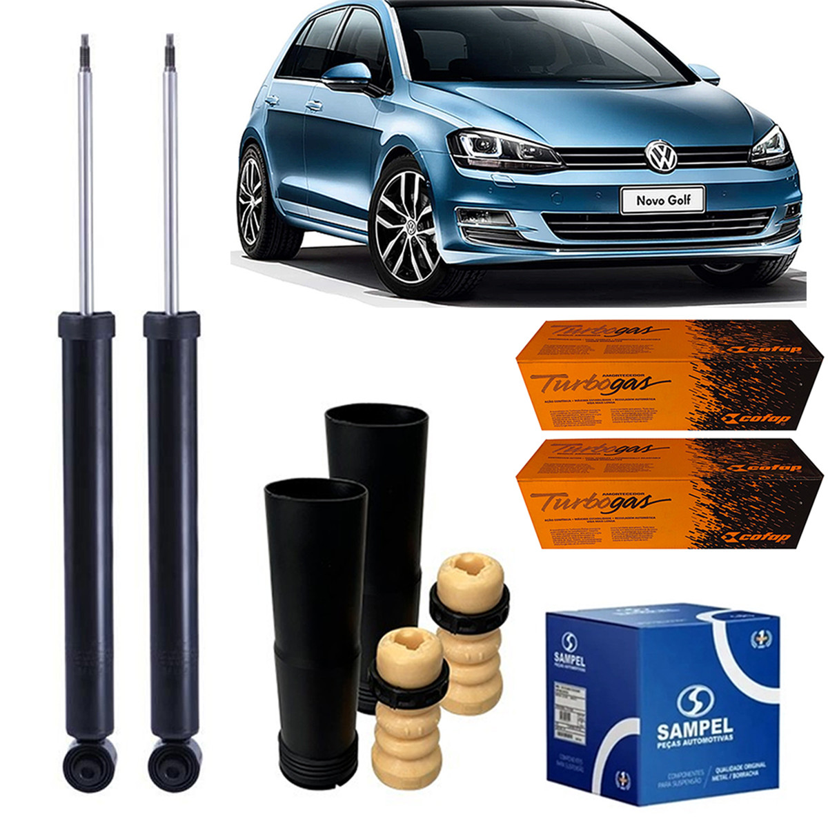 2 Amortecedores Traseiros Cofap + Kits Sampel Golf 1.4 13/