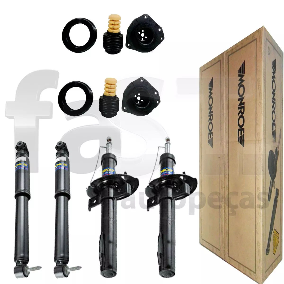 4 Amortecedores Monroe + Kits Renault Megane 2.0 2006/2011