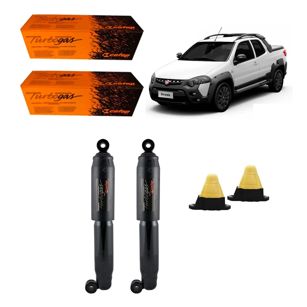 2 Amortecedores Traseiros Cofap + Kits Sampel Strada Adventure Locker 2008/2020