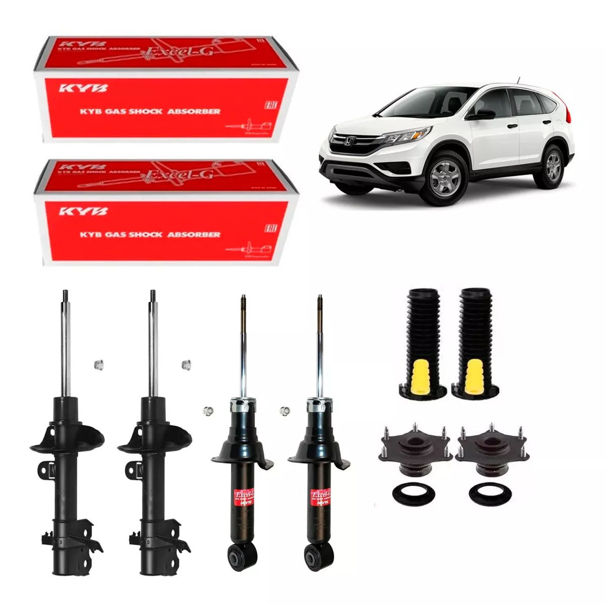 4 Amortecedores Kayaba + Kits Sampel Honda Crv 2012/2016