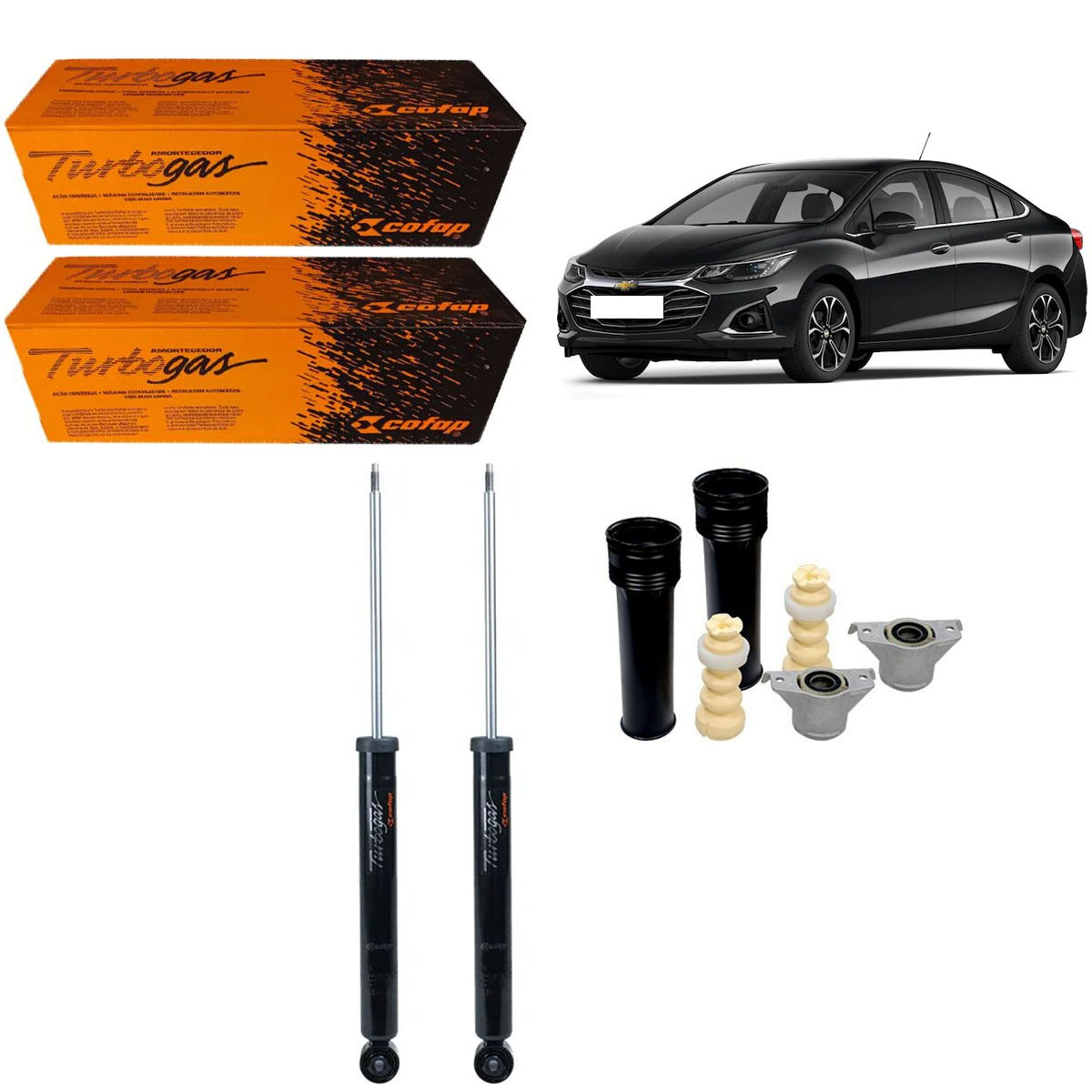 2 Amortecedores Traseiros Cofap + Kits Sampel Gm Cruze 2017/