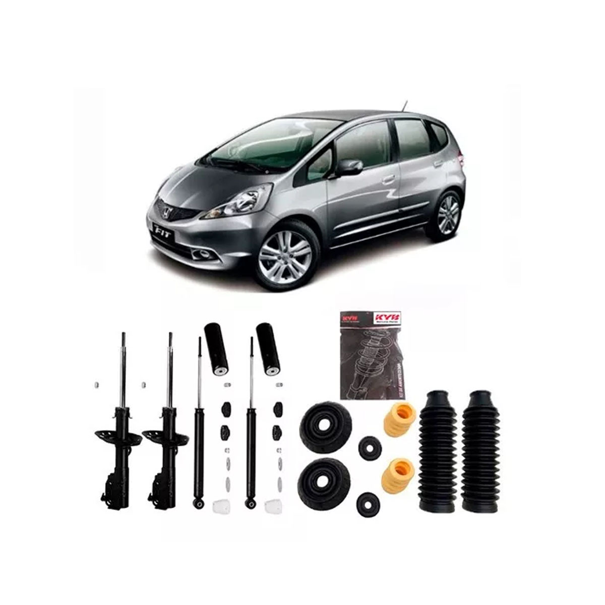 4 Amortecedores Kayaba + Kits Kayaba Honda Fit 09/14