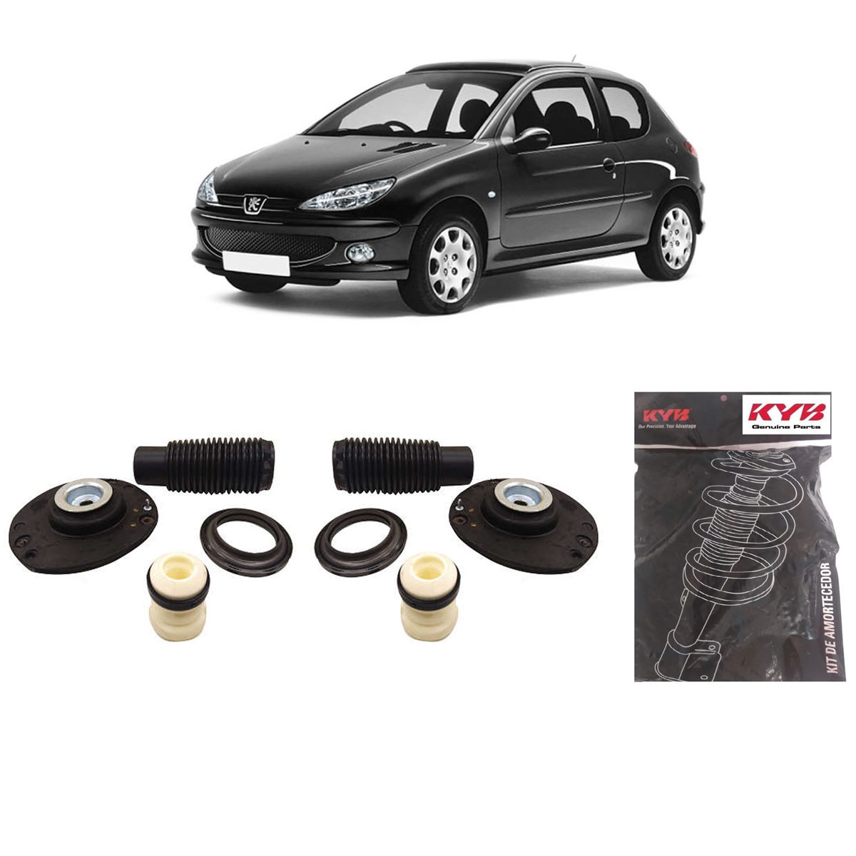 Kit Amortecedor Dianteiro Kayaba 206 1.4 1.6 1999/2011 (Par)