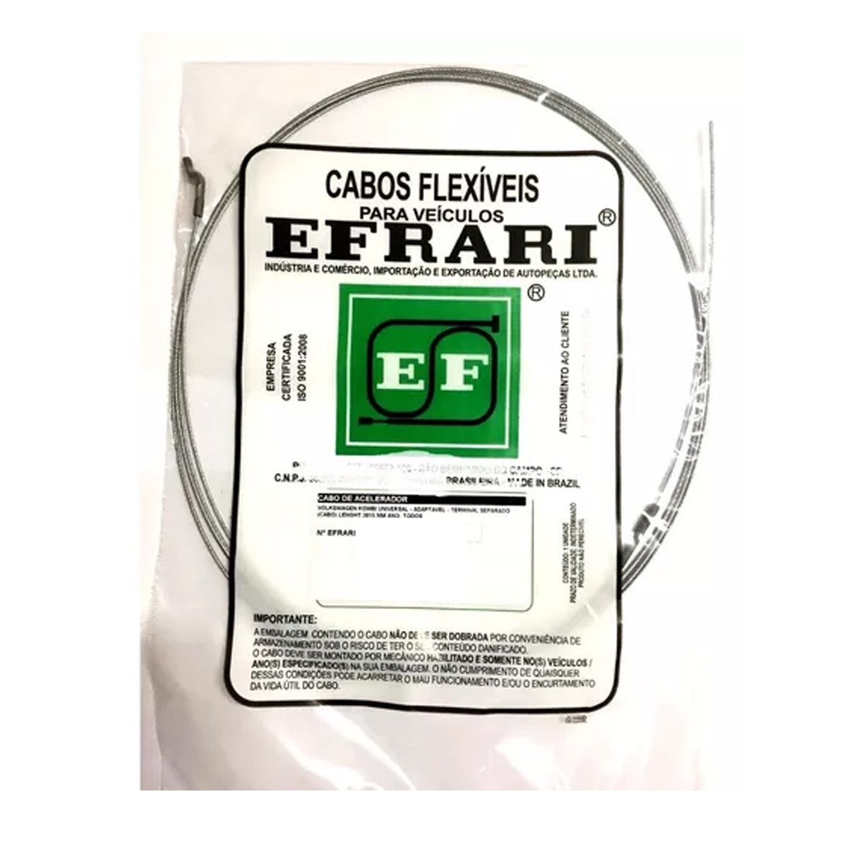 Cabo Freio Mão Traseiro Esquerdo Efrari Zx 1.4 Tambor 91/93 CT950M
