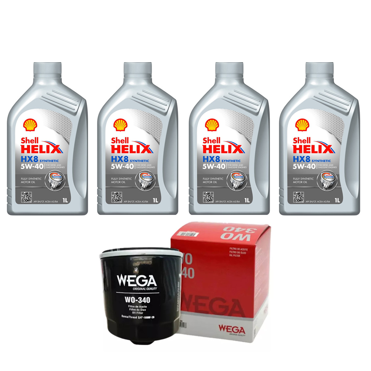 Kit Troca Oleo Shell HX8 5w40 Vw Kombi 1.4 8v Flex 2006/