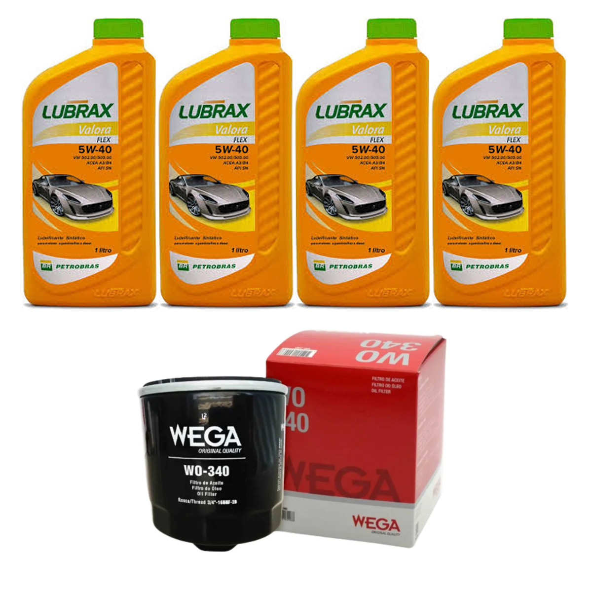 Kit Troca Óleo Lubrax 5w40 Vw Kombi 1.4 8V Flex 2006/