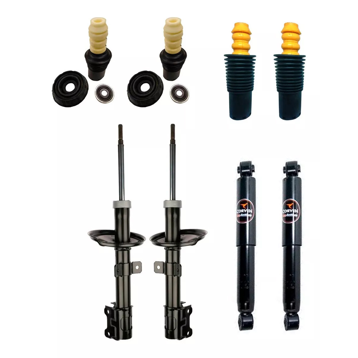 4 Amortecedores Corven + Kits Renault Duster 4x2 2011/