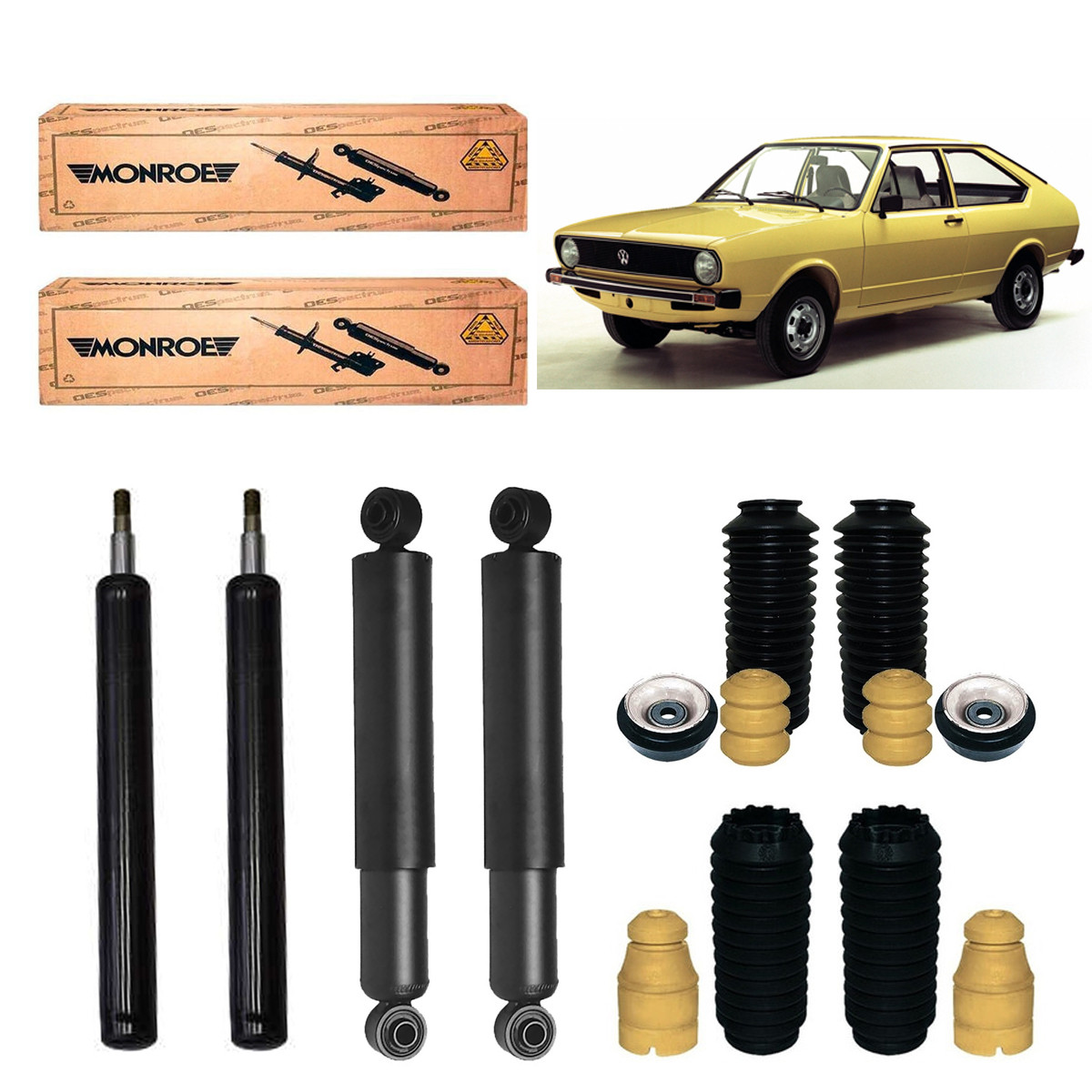 4 Amortecedores Monroe + Kits Vw Passat G1 Nacional 1974/