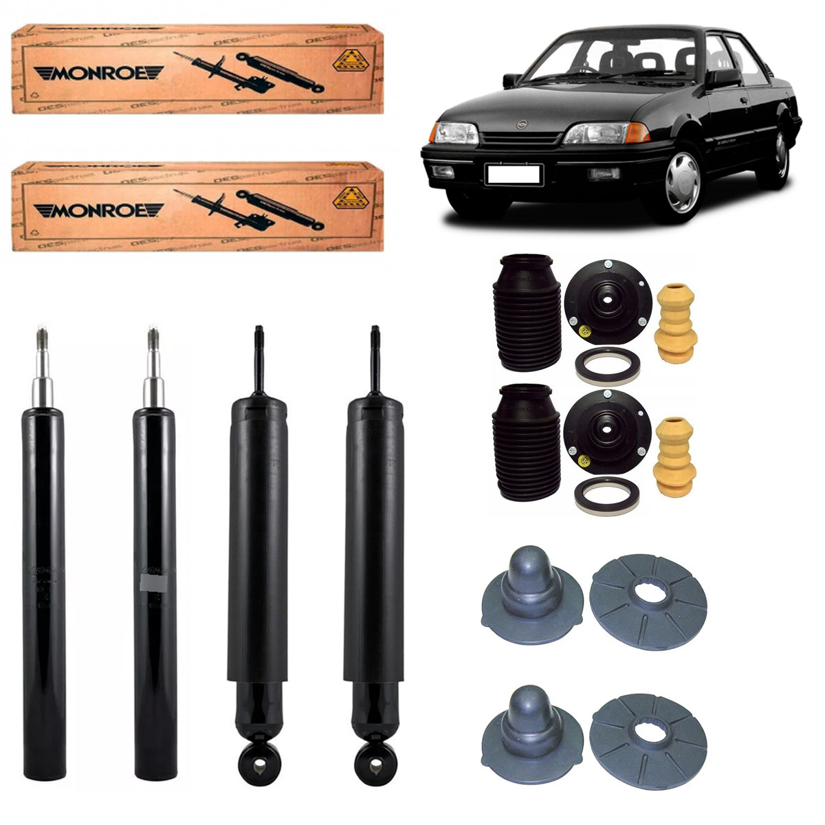4 Amortecedores Monroe + Kits Gm Monza 1.8 2.0 1991/1998