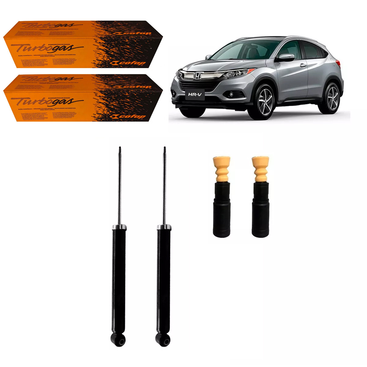 2 Amortecedores Traseiros Cofap + Kits Sampel Honda Hrv 2016/2021