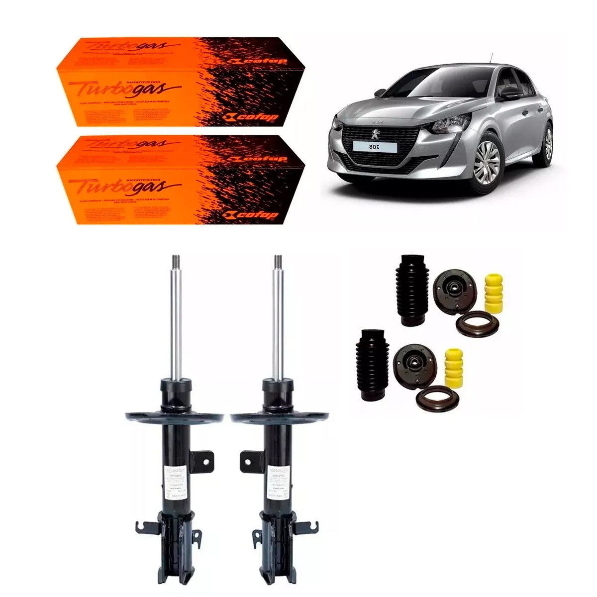 2 Amortecedores Dianteiros Cofap + Kits Peugeot 208 2020/