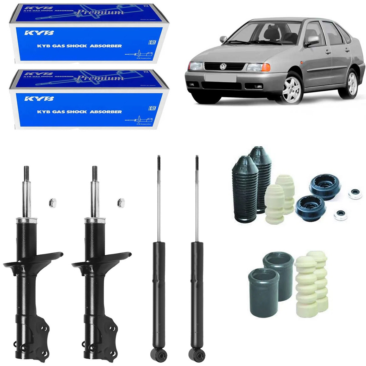 4 Amortecedores Kayaba + Kits Vw Polo Classic 1996/1999