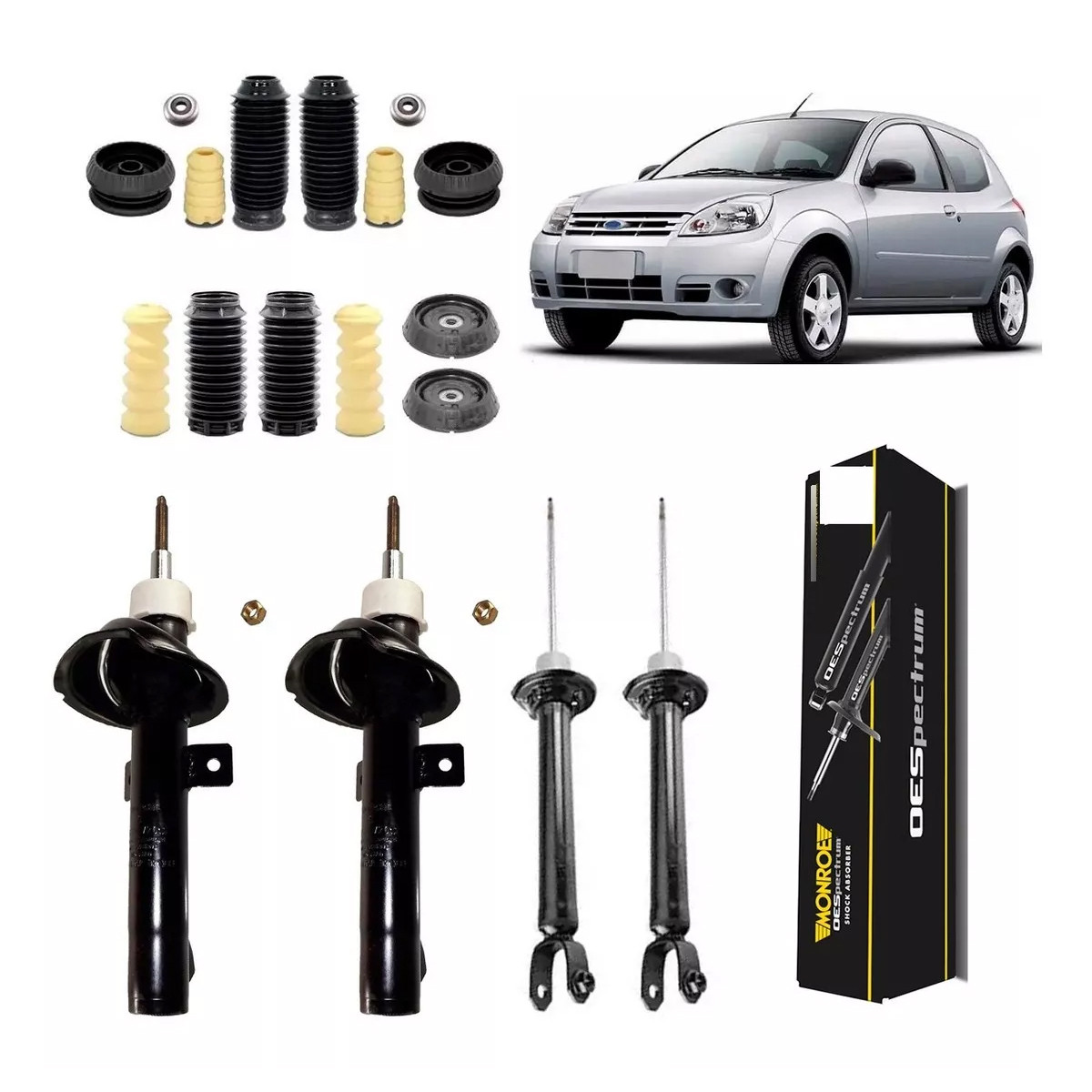 4 Amortecedores Monroe + Kits Axios Ford Ka 2011/2013