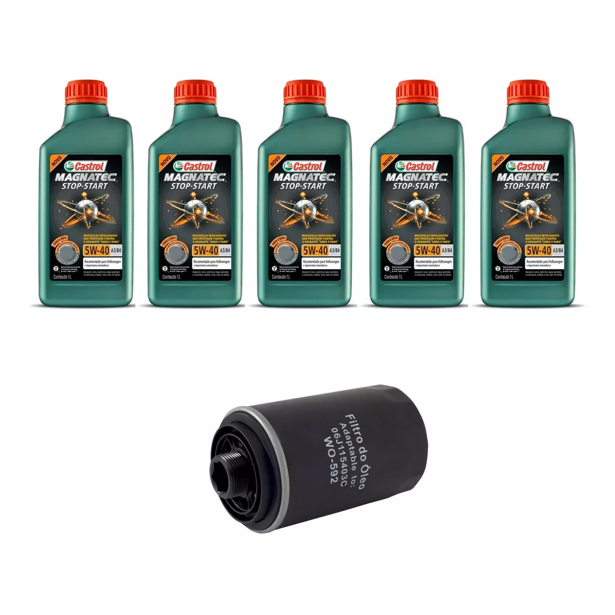 Kit Troca Óleo Castrol 5w40 Audi A4 Tsfi 2.0 2008/2012 Q3 Tfsi 2.0 2012/
