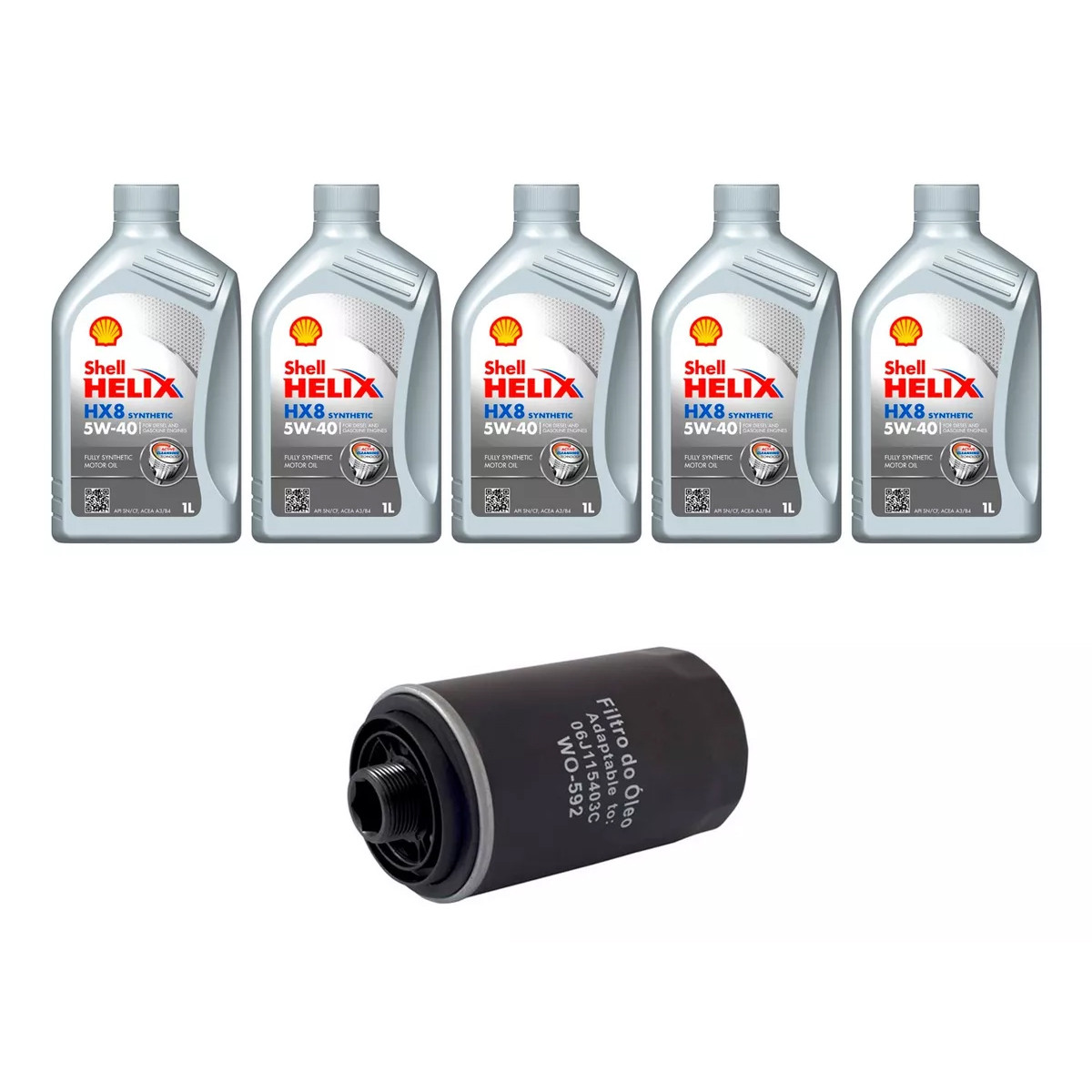 Kit Troca Óleo Shell 5w30 Audi A4 Tsfi 2.0 2008/2012 Q3 Tfsi 2012/