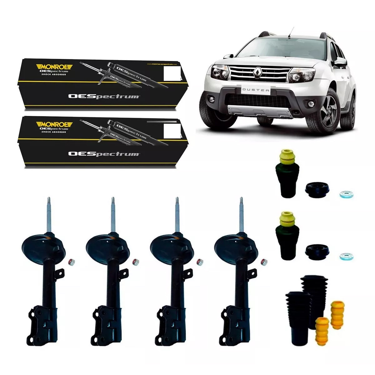 4 Amortecedores Monroe + Kits Duster 4x4 Manual 2011/