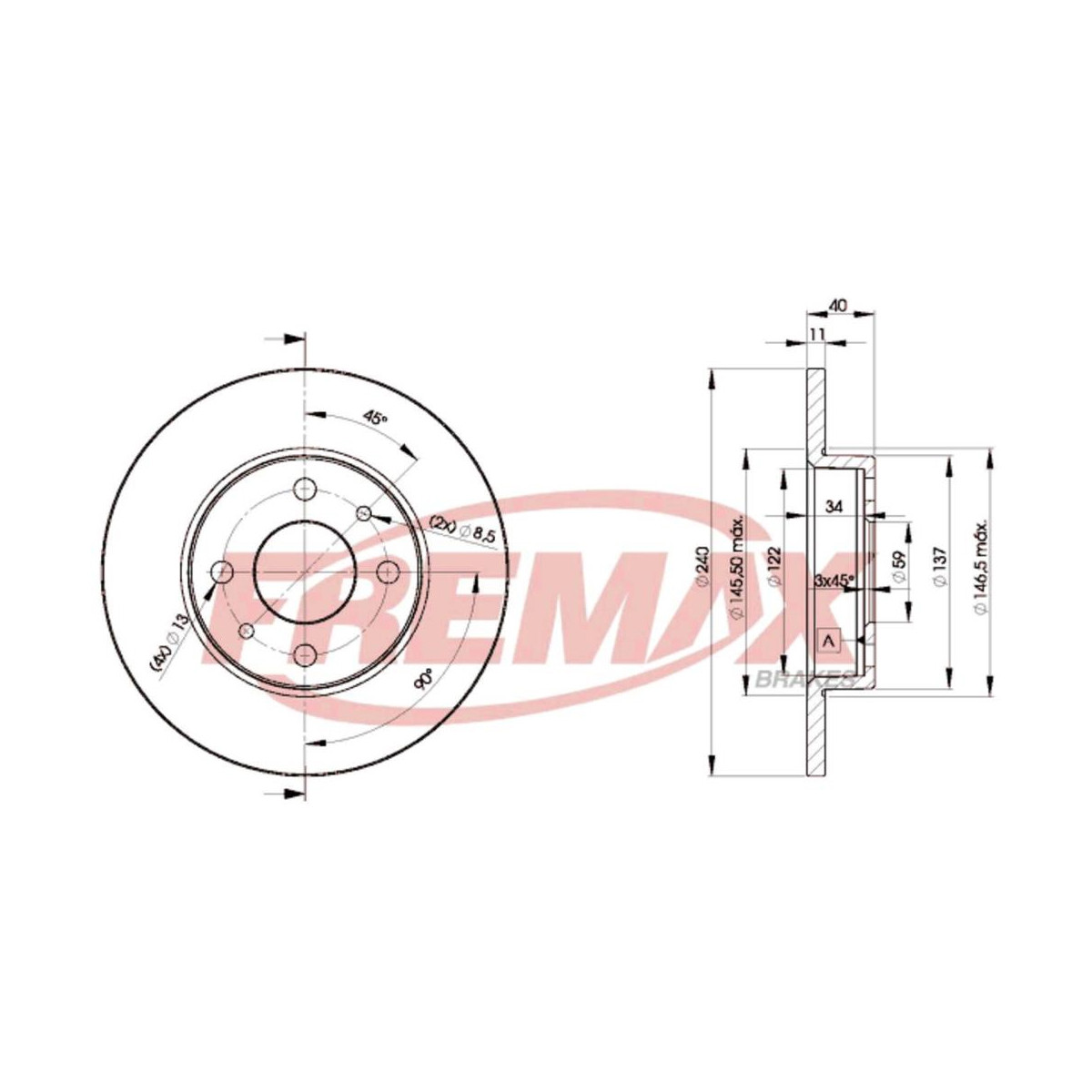 Kit Freio Traseiro Disco Pastilha Fiat Tipo 1.6 2.0 1993/1995 Tempra Sw 1994/1997 - 2