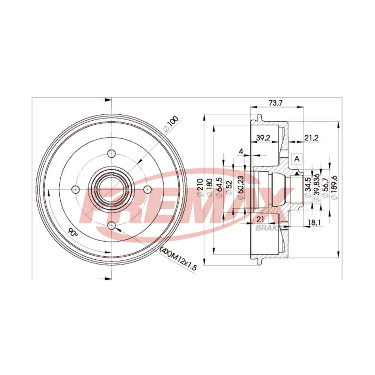 Tambor Freio Traseiro Fremax Ford Versailles 1.8 2.0 Ap 1991/1996 (Par) BD1511 - 2