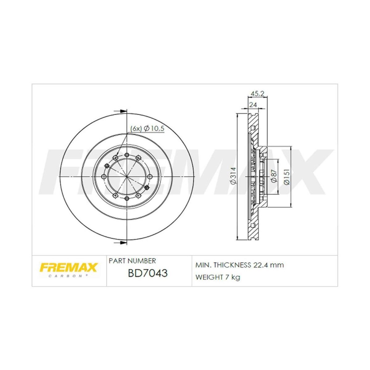 Disco Freio Dianteiro Fremax Mitsubishi L200 Pajero 2004/2011 (Par) BD7043 - 2