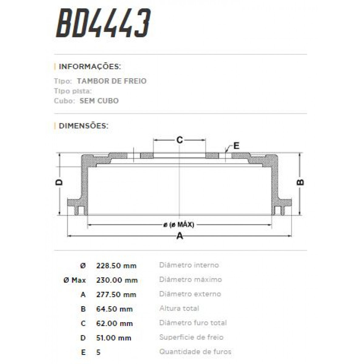 Tambor Traseiro Fremax Toyota Rav4 99/00 (Par) BD4443 - 3