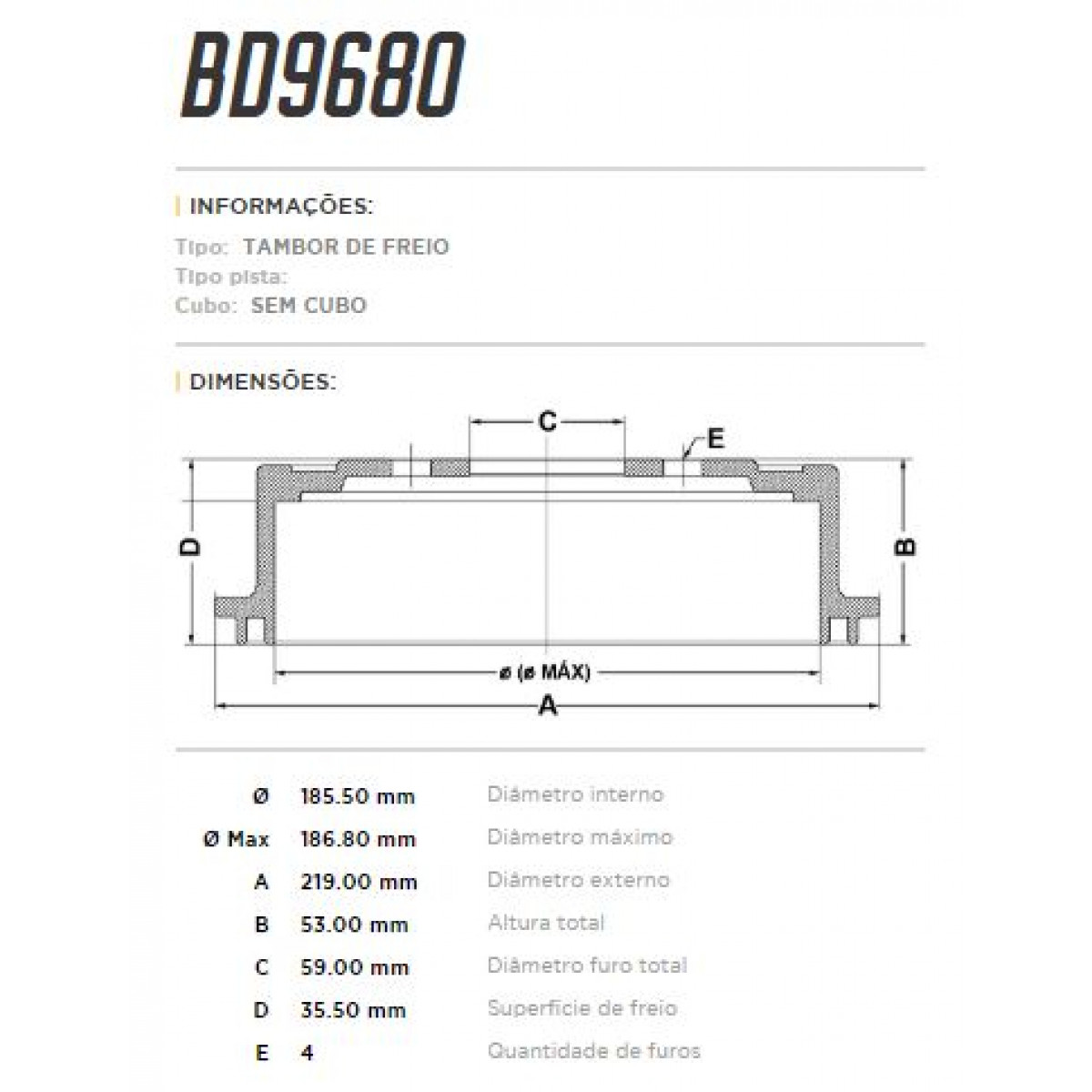 Tambor Traseiro Fremax Fiat Uno 85/07 (Par) BD9680 - 3