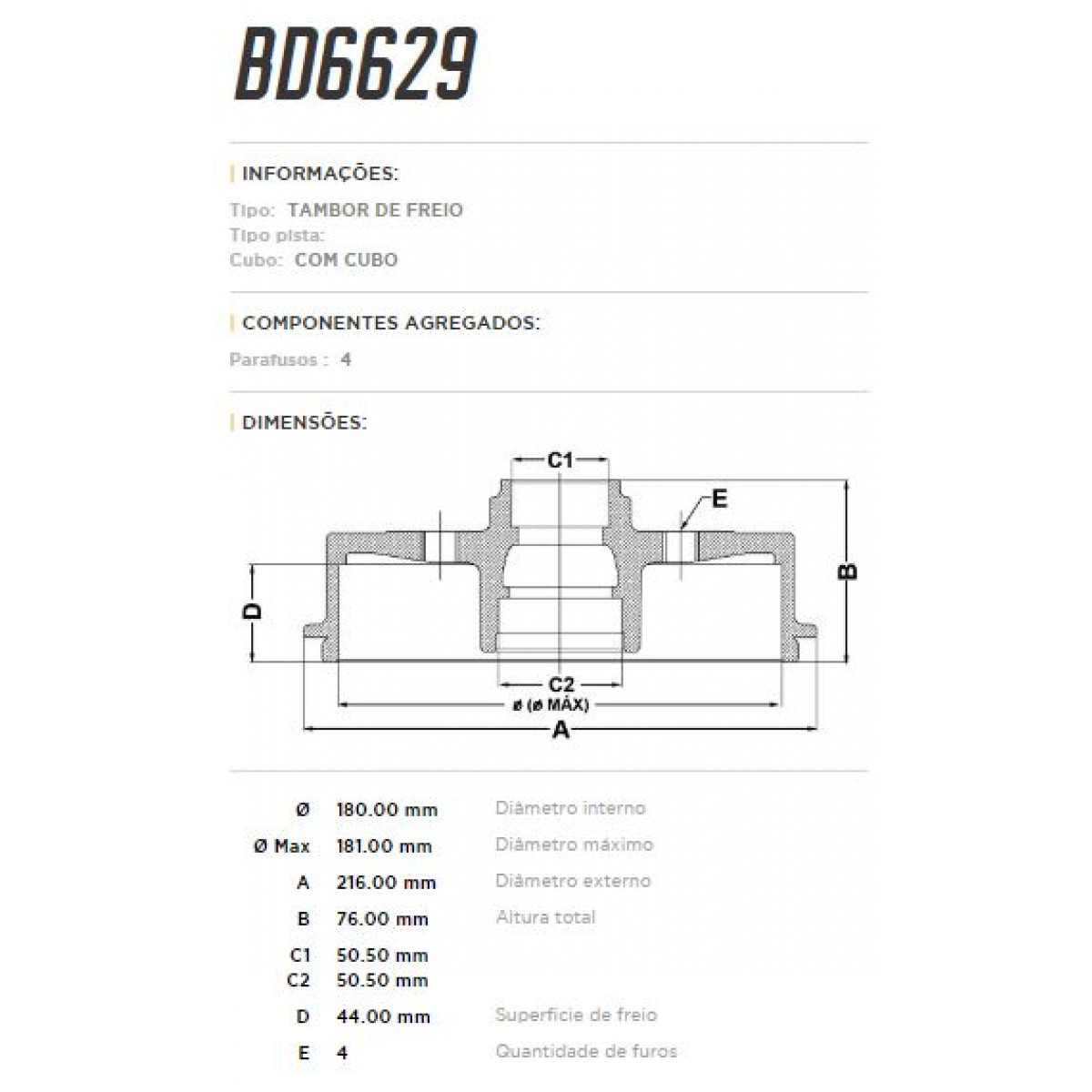 Tambor Traseiro Fremax Ford Fiesta Hatch 95/99 (Par) BD6629 - 3