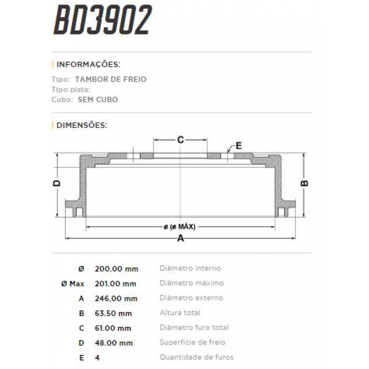 Tambor Traseiro Fremax Honda Civic 01/06 (Par) BD3902 - 3