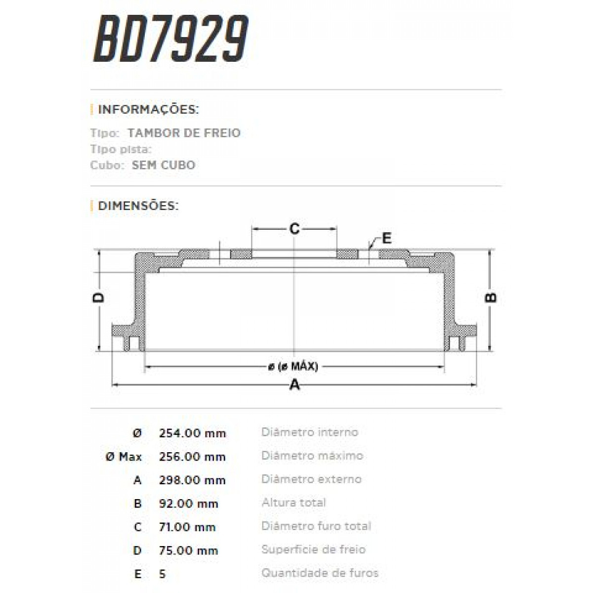 Tambor Traseiro Fremax Ford Ranger  94/02 (Par) BD7929 - 2