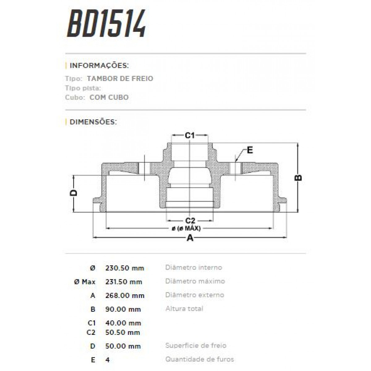 Tambor Dianteiro Fremax Vw Fusca 1300 70/84 (Par) BD1514 - 3