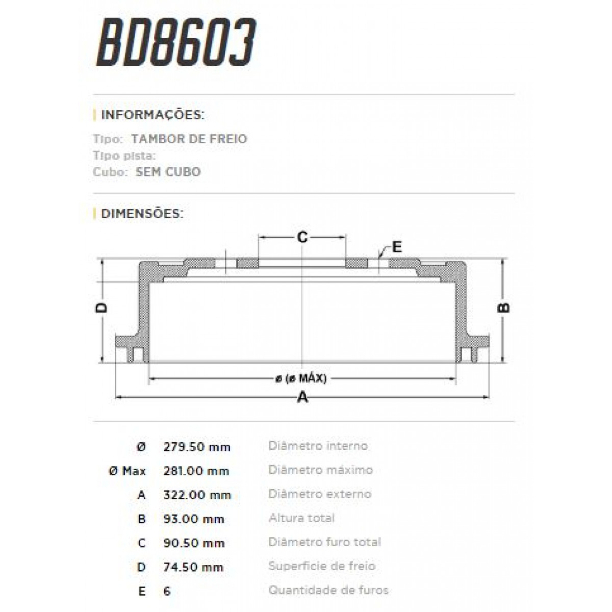 Tambor Traseiro Fremax Gm C10 85/89 (Par) BD8603 - 3
