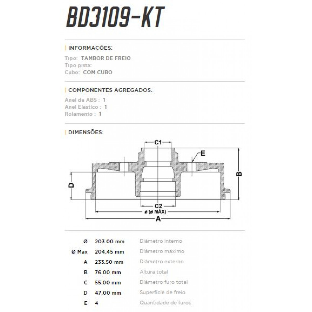 Tambor Traseiro Fremax Renault Logan 14/ (Par) BD3109KT - 3