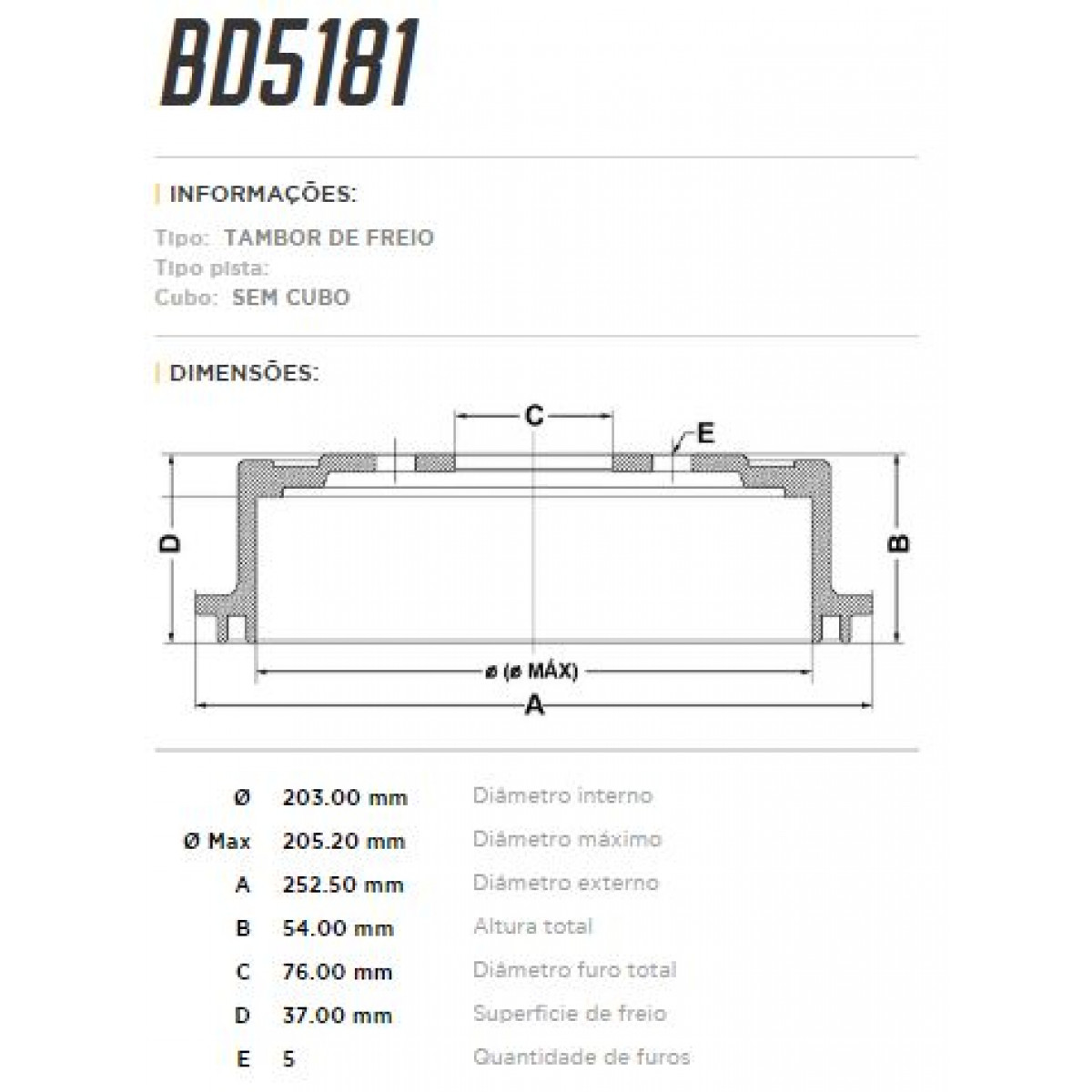 Tambor Traseiro Fremax Hyundai Elantra 12/13 (Par) BD5181 - 3