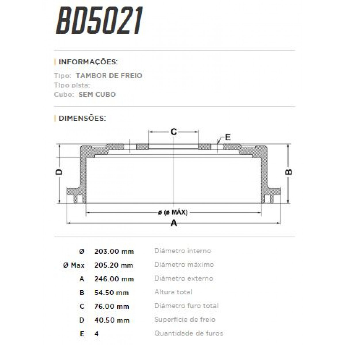 Tambor Traseiro Fremax Kia Cerato 06/12 (Par) BD5021 - 3