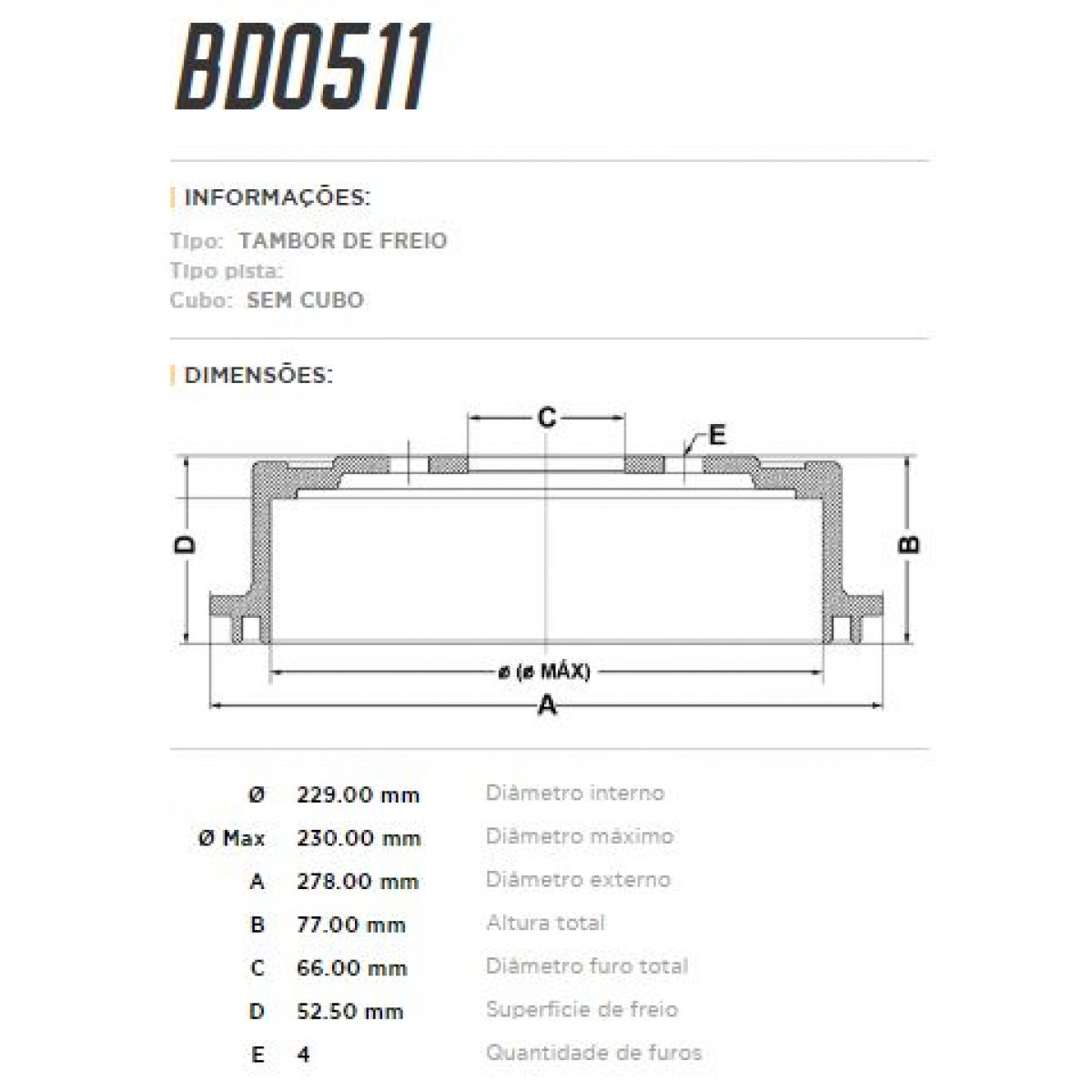 Tambor Traseiro Fremax Renault Scénic 99/11 (Par) BD0511 - 3