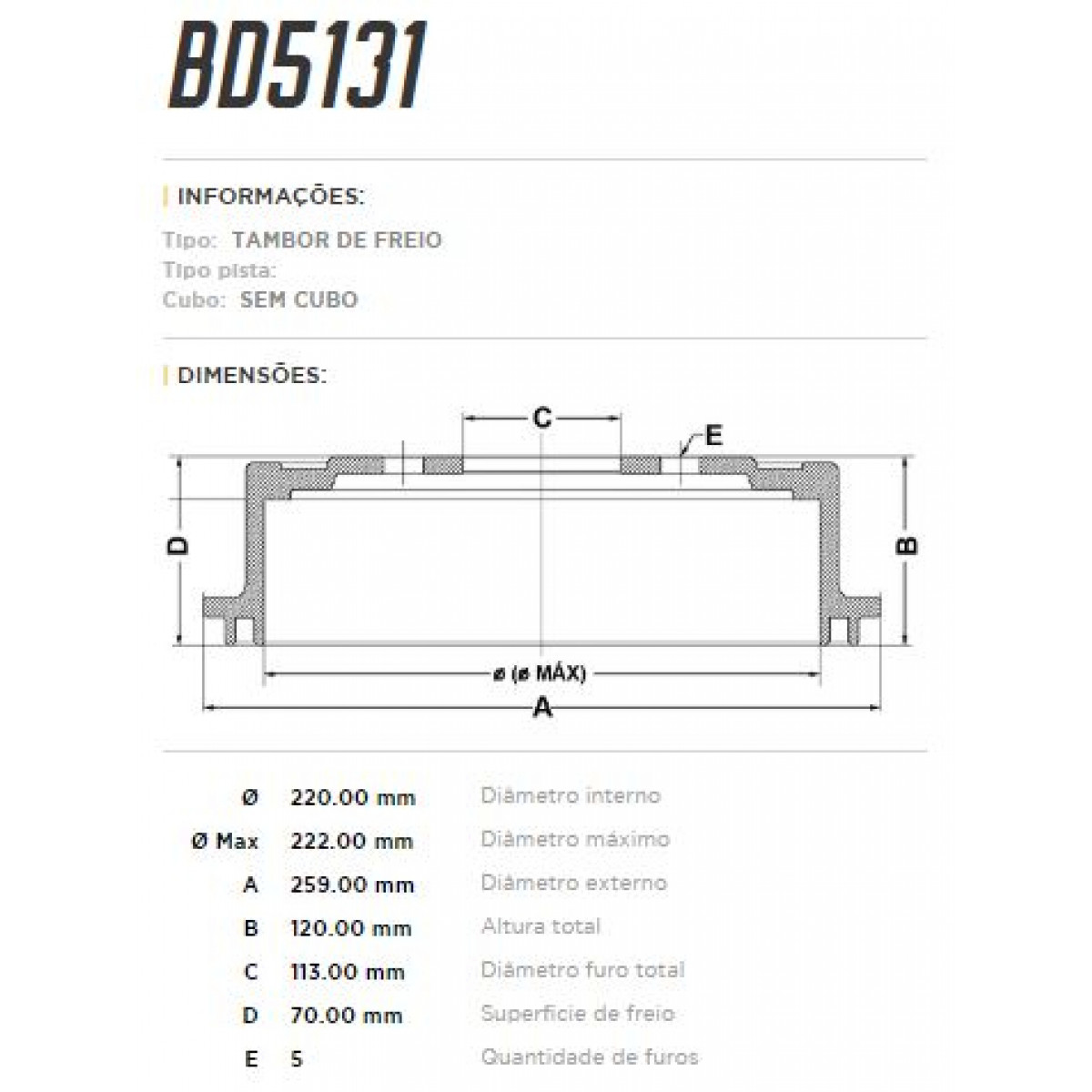 Tambor Traseiro Fremax Hyundai Hr 05/ (Par) BD5131 - 3