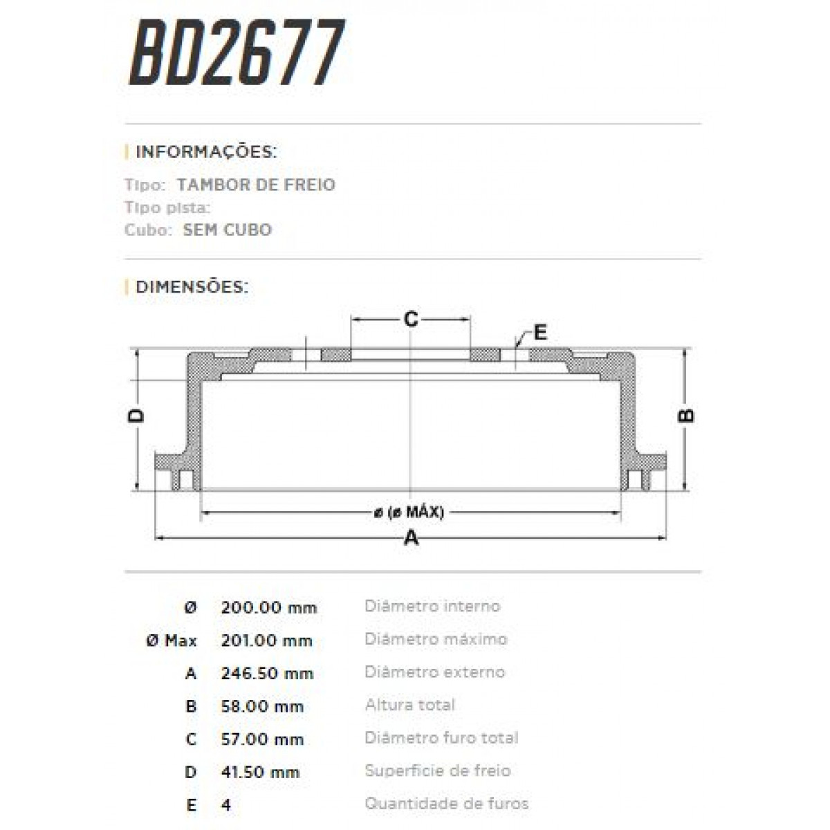 Tambor Traseiro Fremax Kia Sephia 93/01 (Par) BD2677 - 3