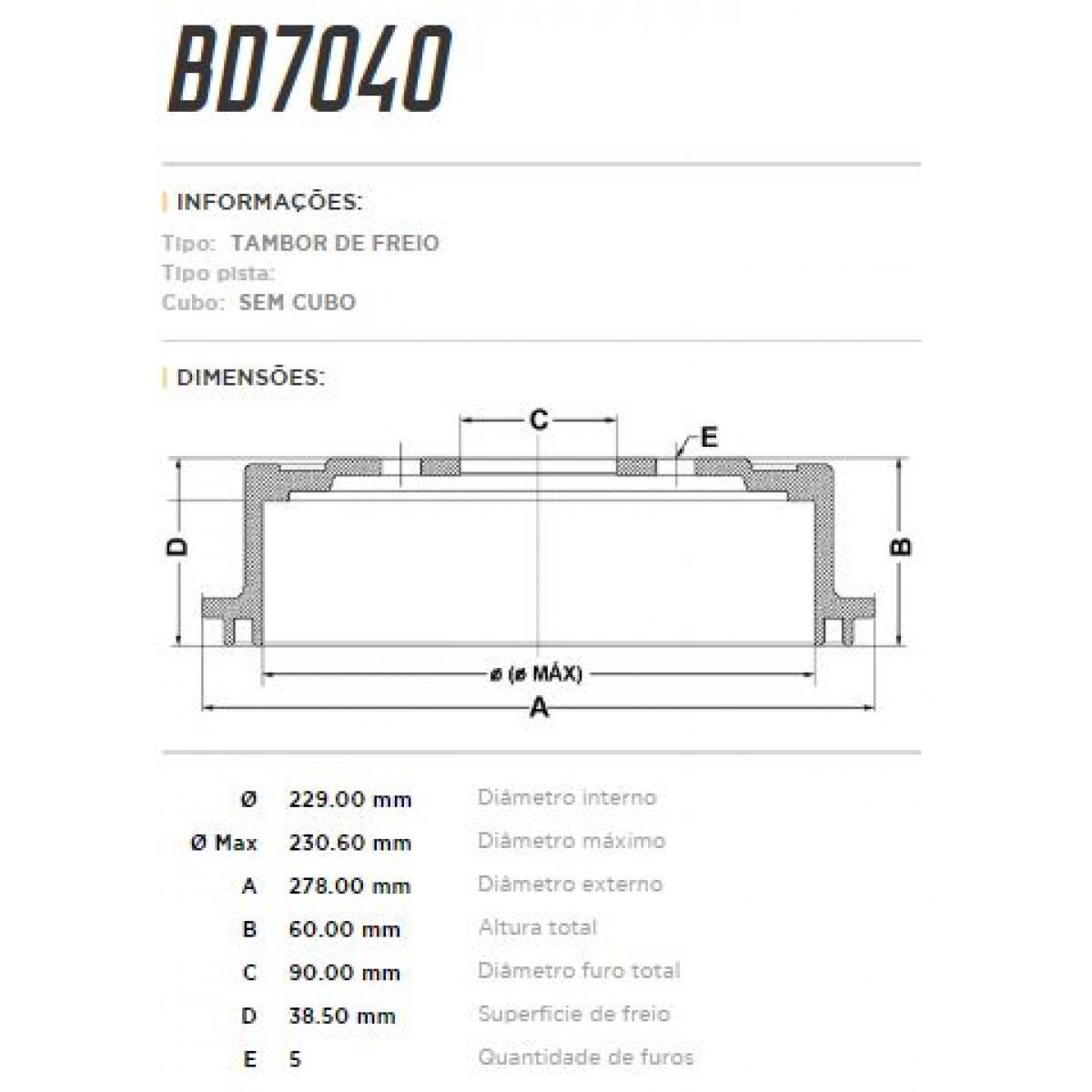 Tambor Traseiro Fremax Mitsubishi Pajero Io 99/02 (Par) BD7040 - 3