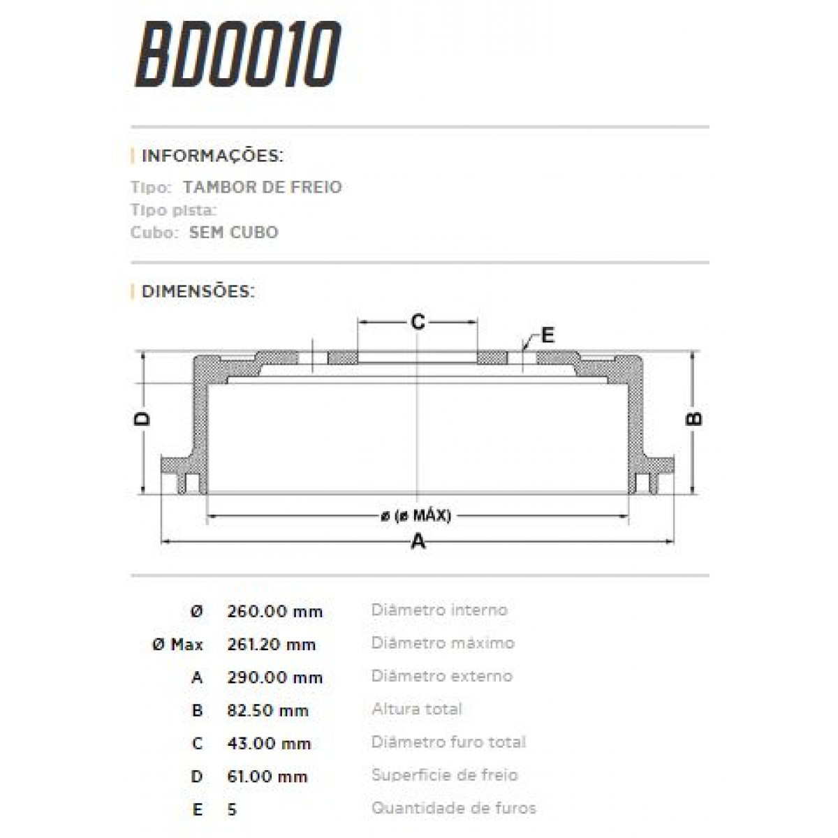 Tambor Traseiro Fremax Kia Sportage 95/99 (Par) BD0010 - 3