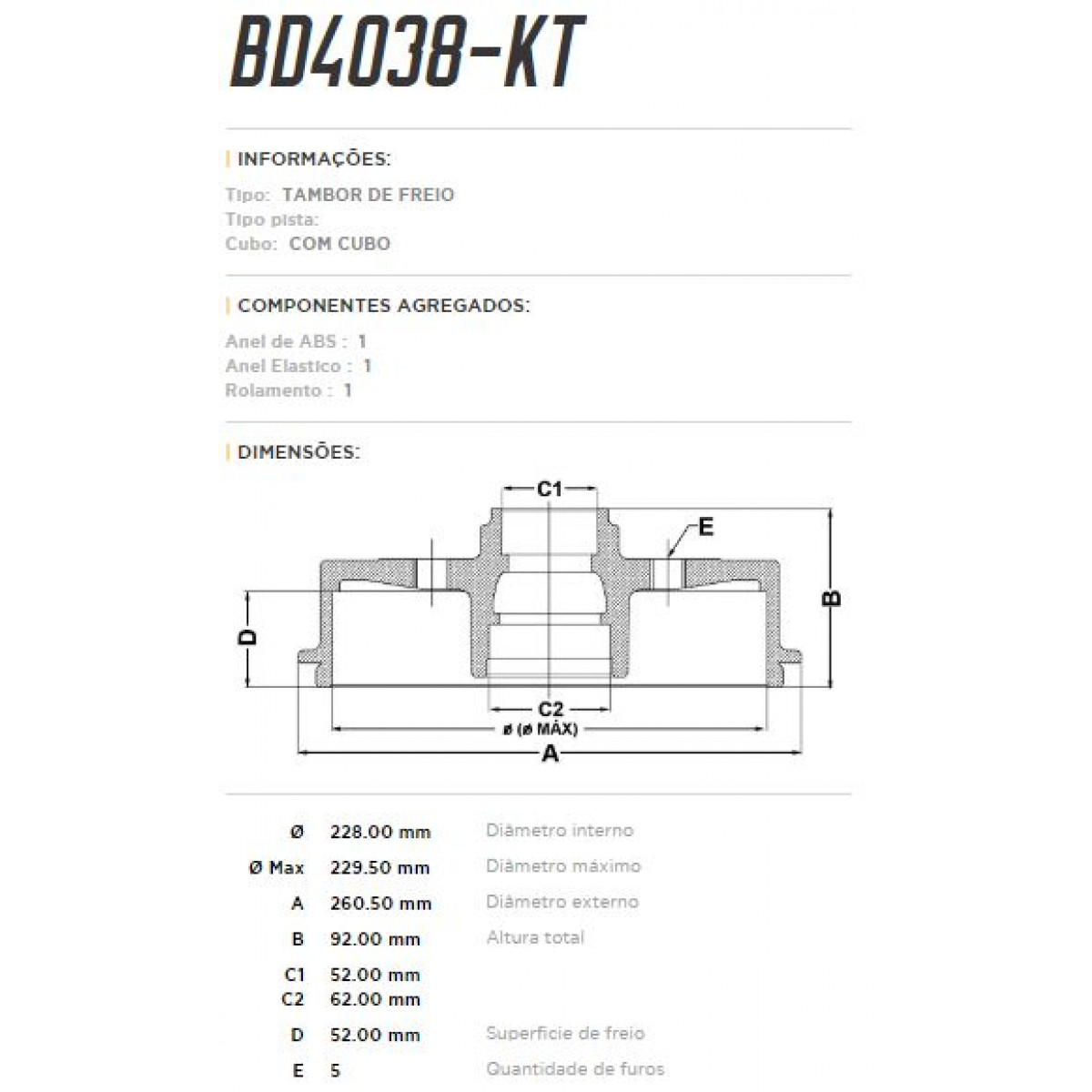 Tambor Traseiro Fremax Renault Duster 11/ (Par) BD4038KT - 3