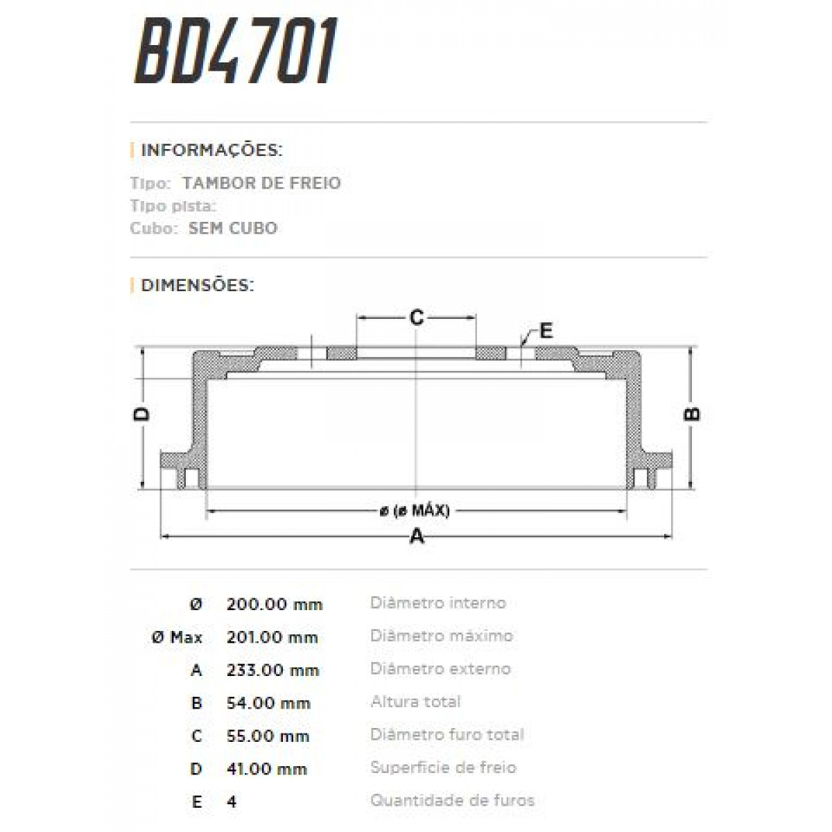Tambor Traseiro Fremax Jac J2 12/16 (Par) BD4701 - 3