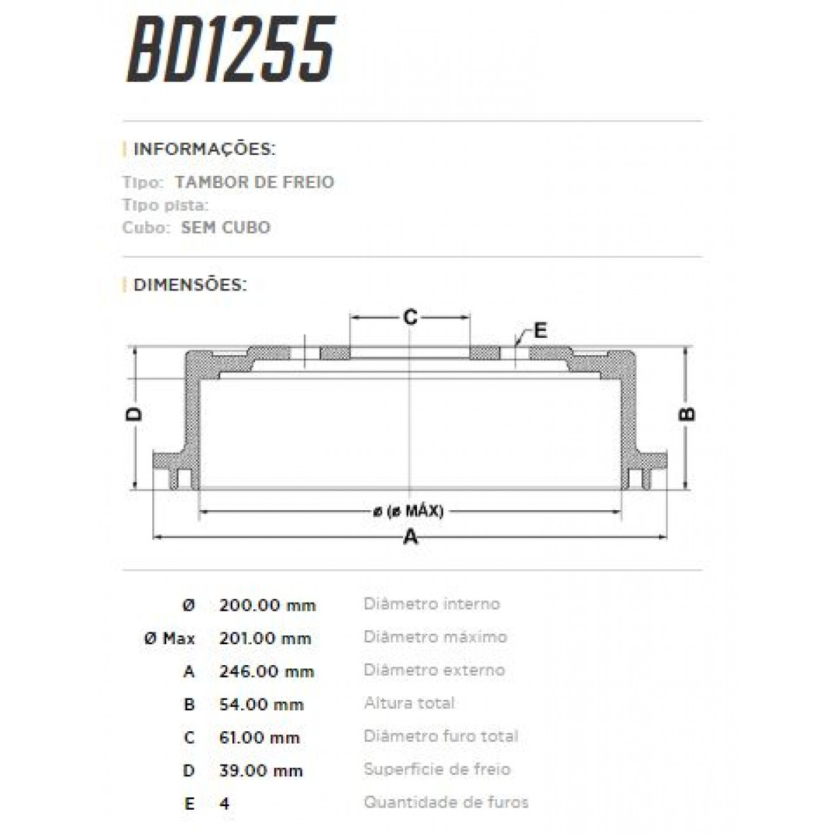 Tambor Traseiro Fremax Honda City 15/ (Par) BD1255 - 3
