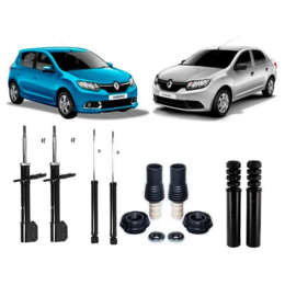 4 Amortecedores Kayaba + Kit Axios Renault Logan 14/22