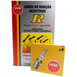 Kit Cabos + Velas NGK Fiat Palio Weekend 1.3 16V Fire Gasolina 2000/