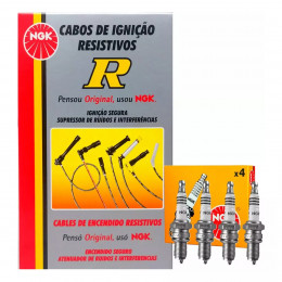 Kit Cabos + Velas Ngk Gm Celta 1.0 8V Sohc Gasolina 2000/